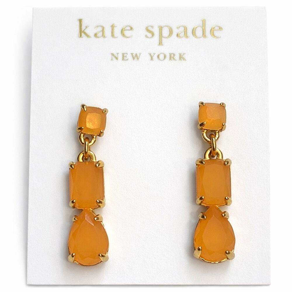 Kate Spade Earrings 14k Gold Fill Orange Faceted NWT